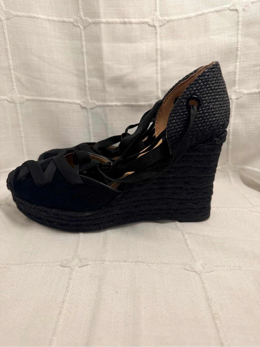 INC Merryy Black Espadrille Wedge Sandals Size 9M NEW